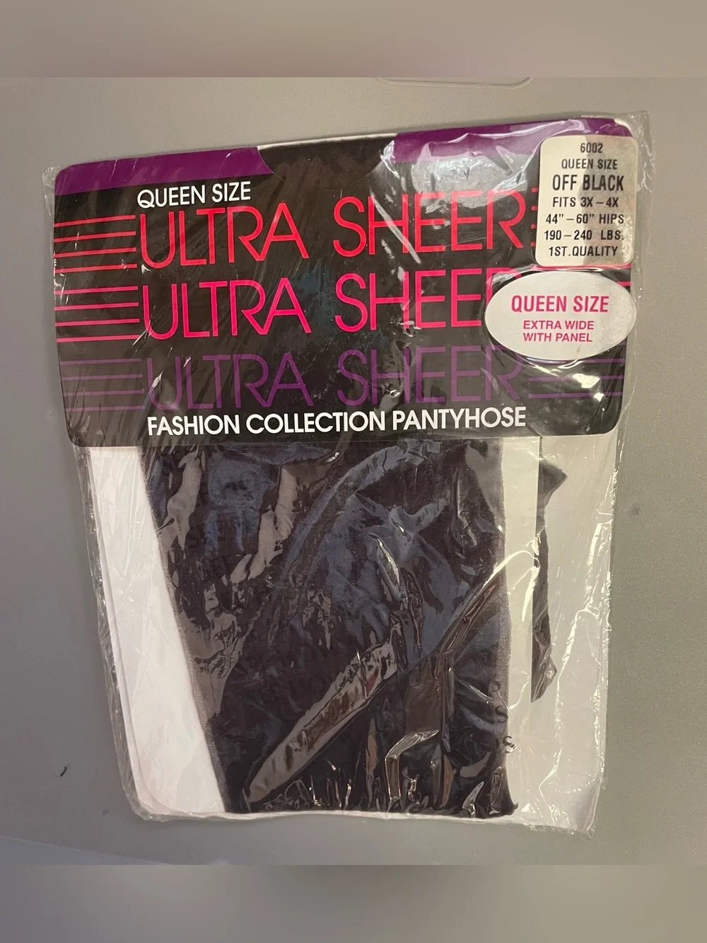 New Fashion Collection Pantyhose - Off Black Queen Size Extra Wide Fits 3x to 4x